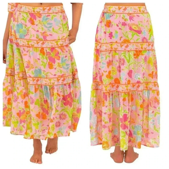 NWT Gretchen Scott Ipanema Maxi Long Skirt birds floral - Picture 1 of 7